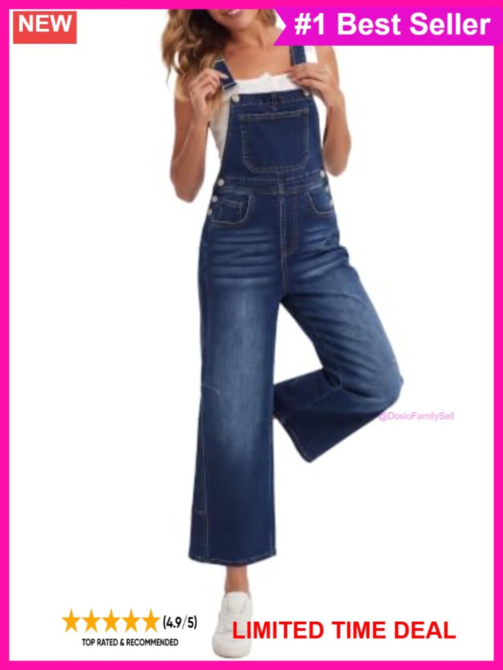Wide Leg Denim Overalls Baggy Loose Fit Adjustable Straps
